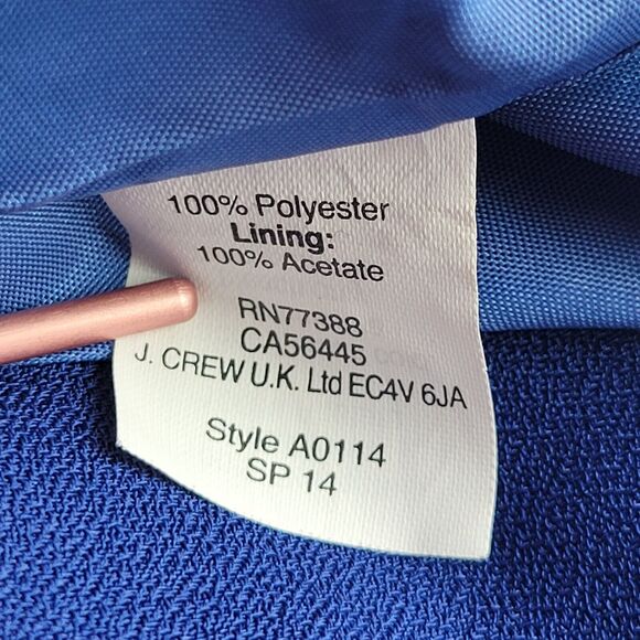 J CREW Royal Blue Mini Dress Size 0 Crepe Lined Sleeveless Pockets Twee - Picture 9 of 10